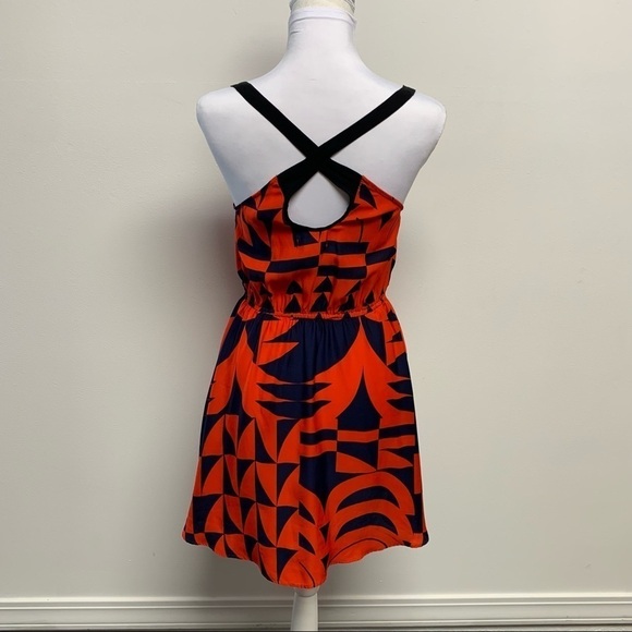 Anthropologie | Silence + Noise | Size XS | Red/Navy Sleeveless Geometric Dress - Picture 2 of 12